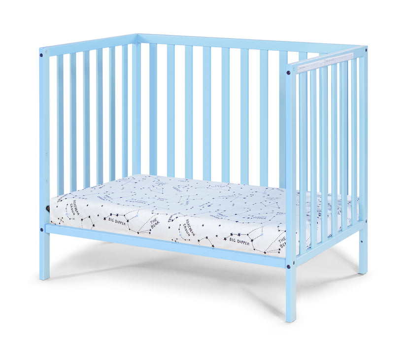 Palmer 3-In-1 Convertible Mini Crib Baby Blue With Mattress Pad