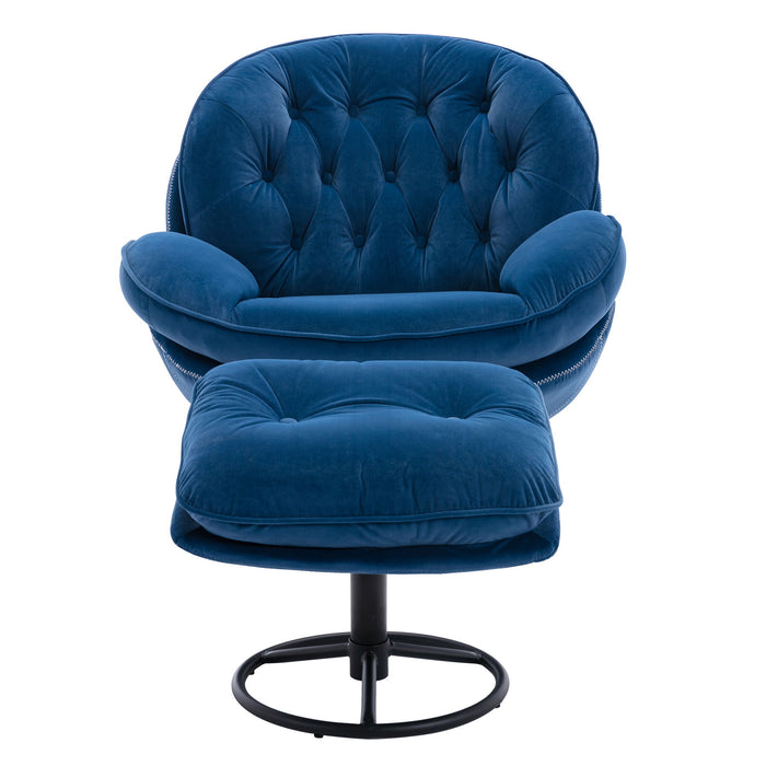 Accent Chair TV Chair Living Room Chair With Ottoman - Blue
