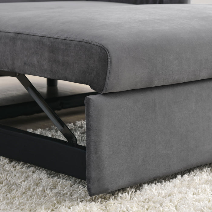 Modern Convertible Sofa With Pull Out Bed, 2 Pillows And Adjustable Backrest - Grey