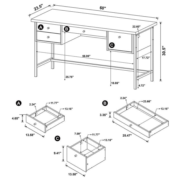 Kemper - 4-Drawer Writing Desk - Salvaged Cabin Unique Piece Furniture