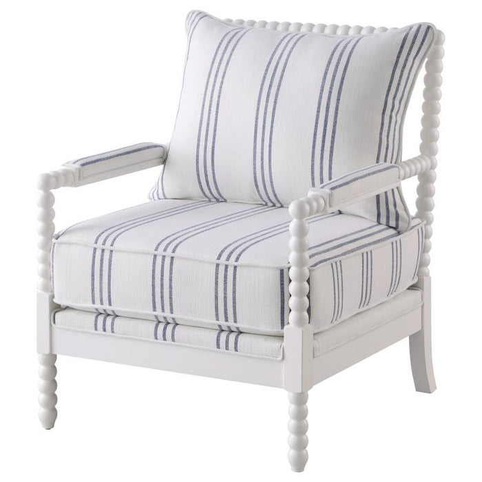 Blanchett - Upholstered Accent Chair With Spindle Accent - White And Navy Unique Piece Furniture