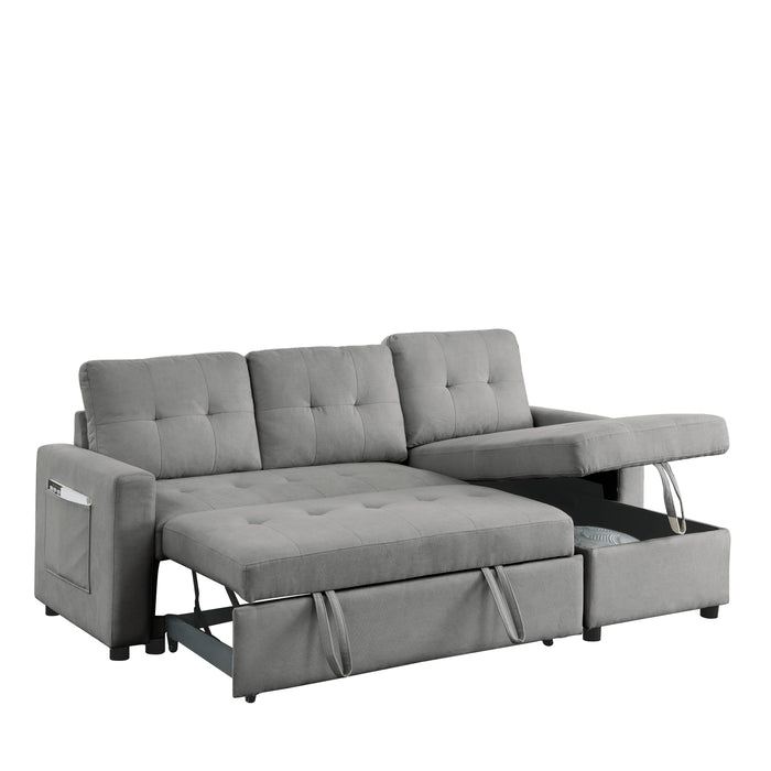Sleeper Sofa Bed Reversible Sectional Couch With Storage Chaise And Side Storage Bag For Small Space Living Room Furniture Set