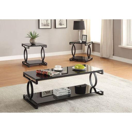 Milo - Coffee Table - Sandy Black & Black Glass Unique Piece Furniture