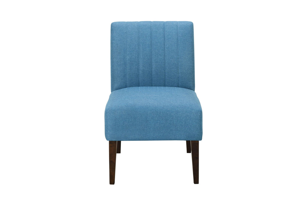 Stylish Comfortable Accent Chair 1 Piece Blue Fabric Upholstered Plush Seating Living Room Furniture Armless Chair