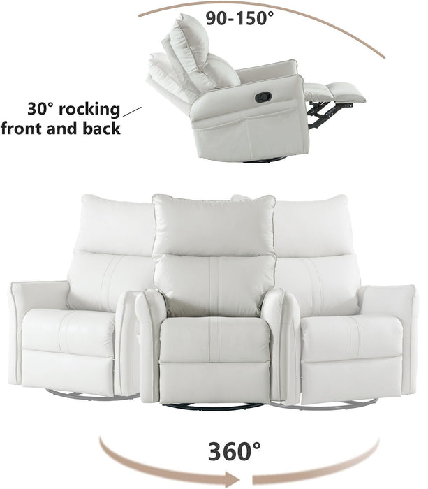 Rocking Recliner Chair, 360 Degree Swivel Nursery Rocking Chair, Glider Chair, Modern Small Rocking Swivel Recliner Chair For Bedroom, Living Room Chair Home Theater Seat, Side Pocket (Light Gray)