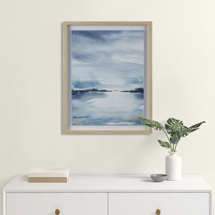 Framed Glass And Single Matted Abstract Landscape Coastal Wall Art