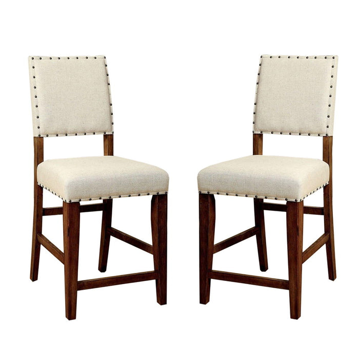 (Set of 2) Counter Height Chairs In Rustic Oak And Ivory