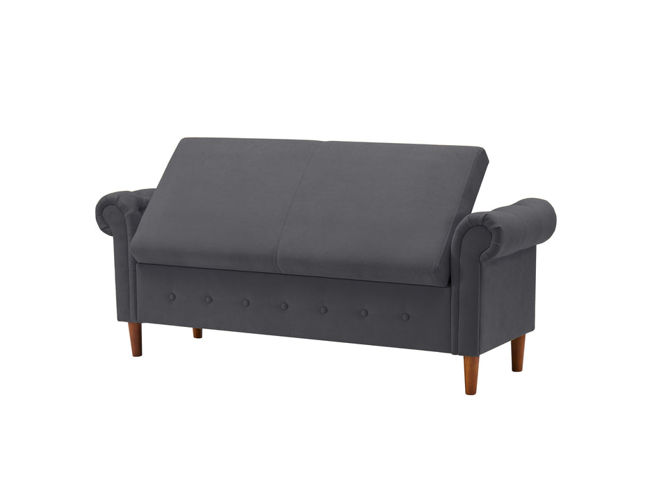 Dark Gray Multifunctional Storage Rectangular Sofa Stool - Dark Gray