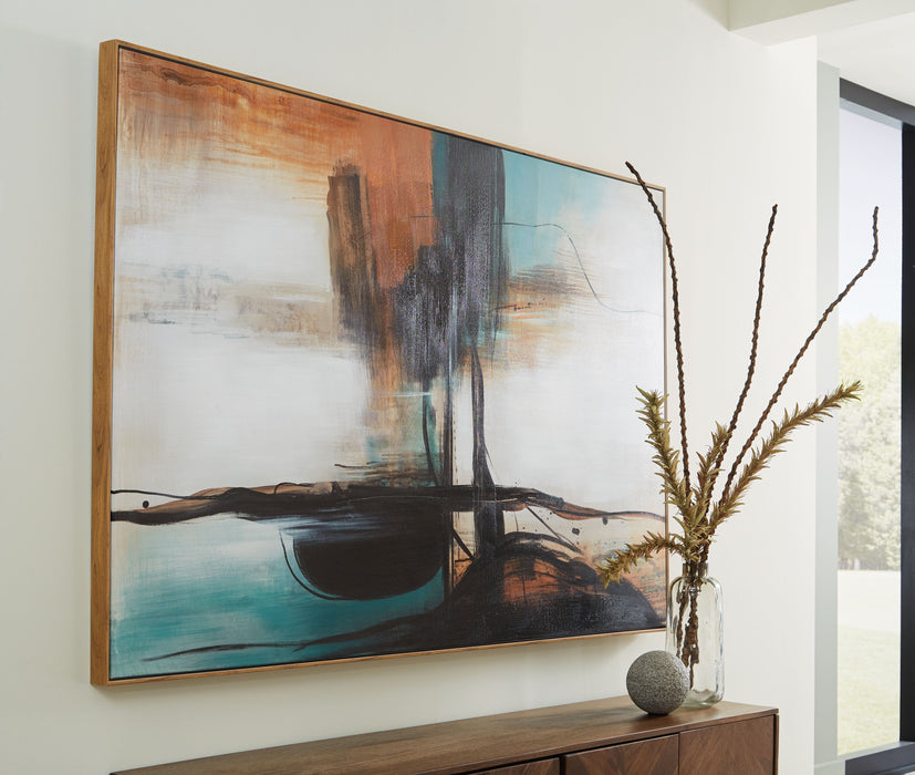 Brunonia - Teal / Orange / Black - Wall Art Unique Piece Furniture