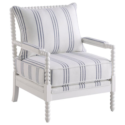 Blanchett - Upholstered Accent Chair With Spindle Accent - White And Navy Unique Piece Furniture