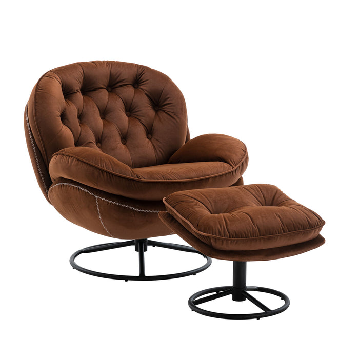 Accent Chair TV Chair Living Room Chair With Ottoman - Brown