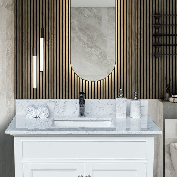 Montary - Bathroom Vanity Top Carrara Jade - White