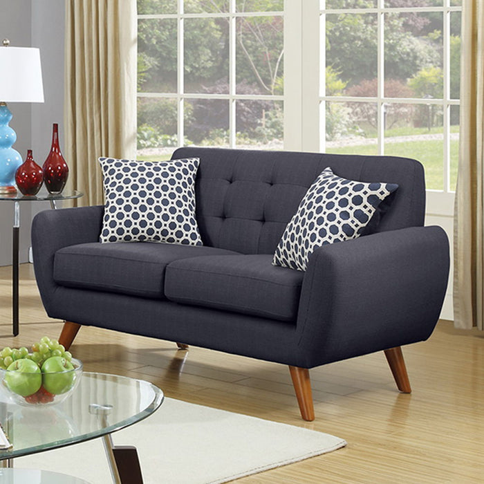 2 Piece Polyfiber Upholstered Sofa And Loveseat Set In Ash Black