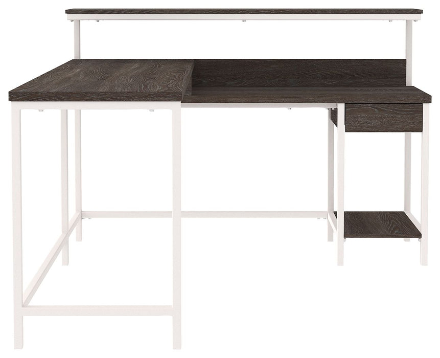 Dorrinson - White / Black / Gray - L-desk With Storage Unique Piece Furniture