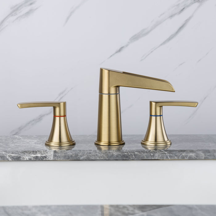 Widespread Faucet 2-Handle Bathroom Faucet With Drain Assembly - Brushed Gold