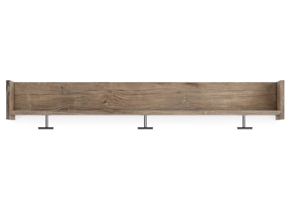 Oliah - Natural - Wall Mounted Coat Rack W/shelf Unique Piece Furniture