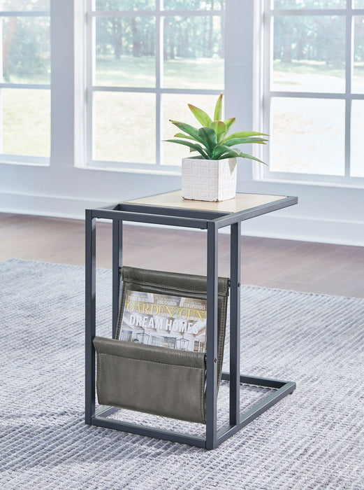 Freslowe - Light Brown / Black - Chair Side End Table With Magazine Basket Unique Piece Furniture