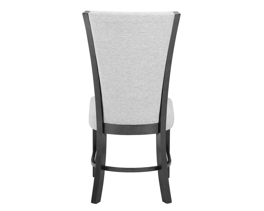 2 Piece Contemporary Glam Upholstered Dining Side Chair Padded Dove Gray Fabric Upholstery Seat Back Wooden Furniture