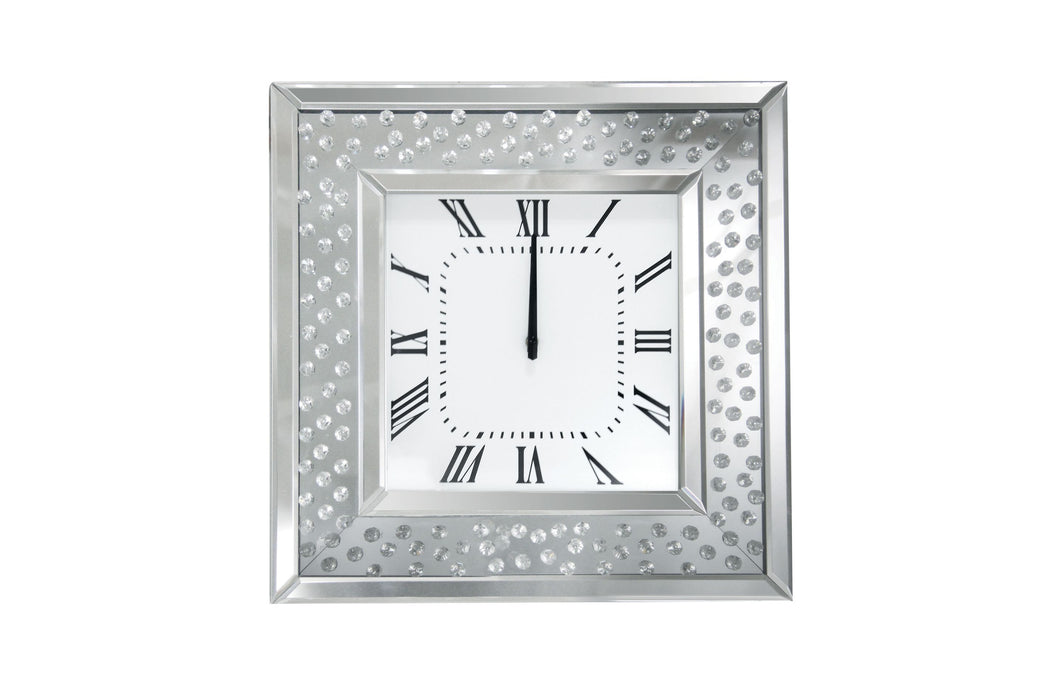 Nysa - Wall Clock - Mirrored & Faux Crystals Unique Piece Furniture