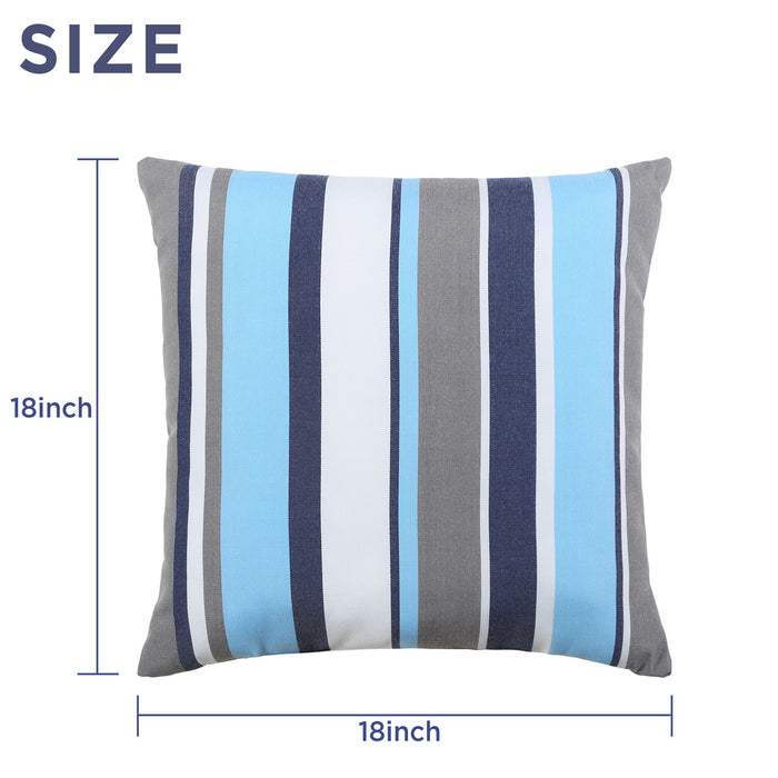 Pack Of 2 Outdoor Pillow With Inserts, 18" X 18" Blue Strip