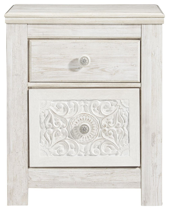 Paxberry - Whitewash - Two Drawer Night Stand Unique Piece Furniture