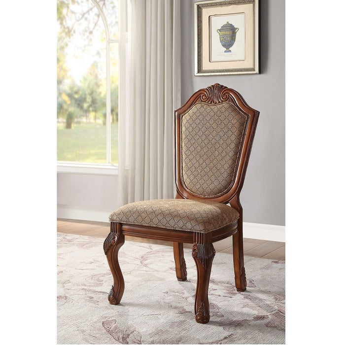 Acme Chateau De Ville Side Chair (Set of 2) In Fabric & Cherry