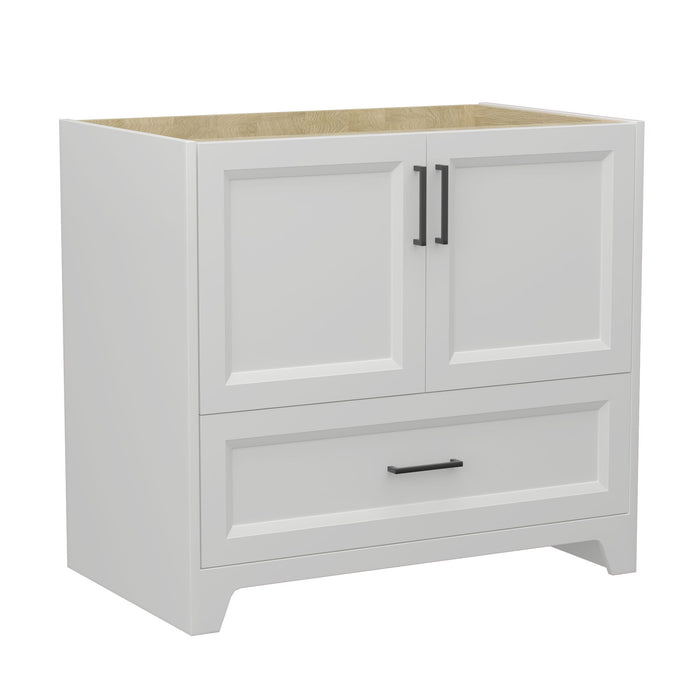 36" Solid Wood Bathroom Vanity Without Top Sink, Modern Bathroom Vanity Base Only, Birch Solid Wood And Plywood Cabinet, Bathroom Storage Cabinet With Double - Door Cabinet And 1 Drawer White