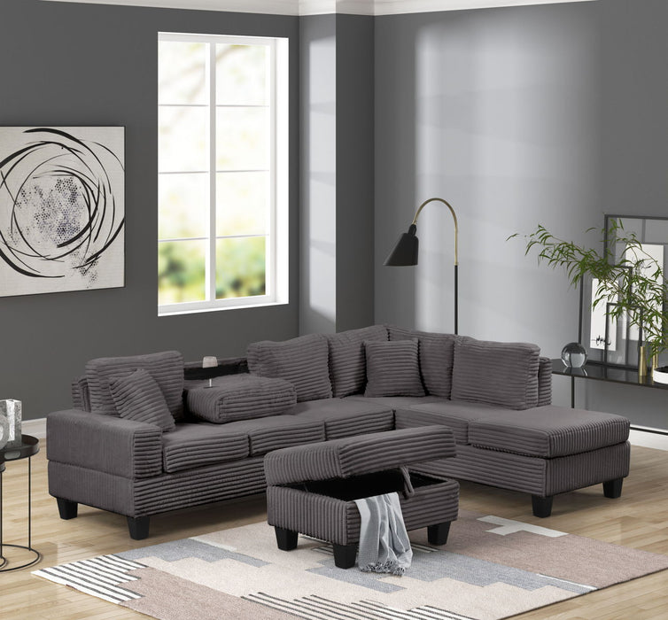Cozy Modern Style Recliner Sectional Sofa Made With Wood In Gray