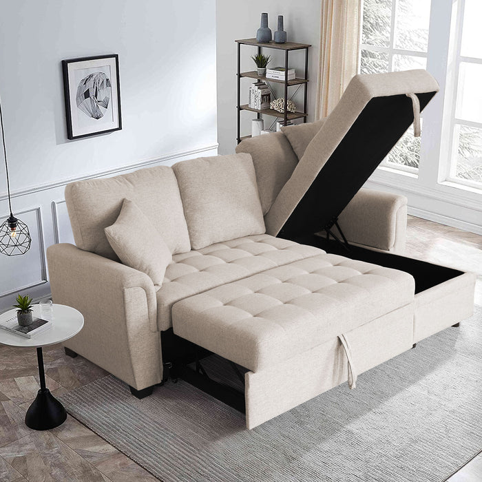 Beige Storage Sofa Bed