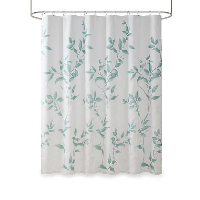 Burnout Printed Shower Curtain - Seafoam