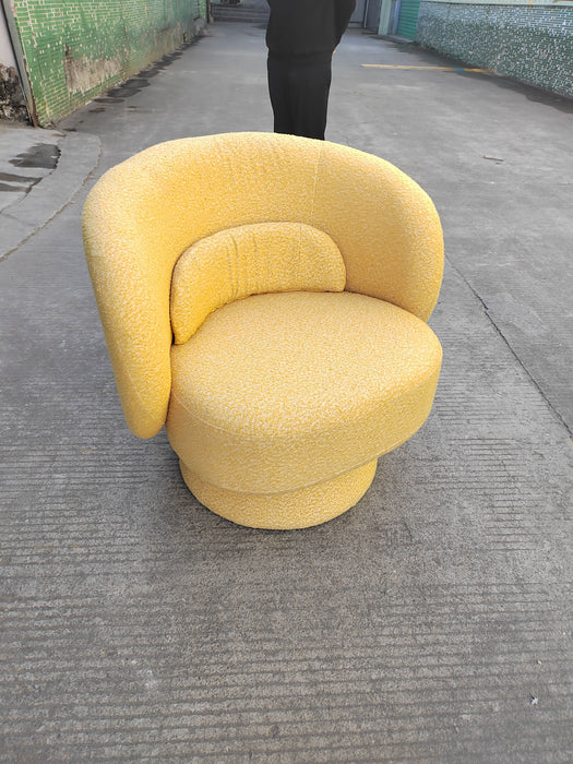360 Degree Swivel Sherpa Accent Chair Modern Style Barrel Chair With Toss Pillows For Home Office, Living Room, Bedroom, Yellow