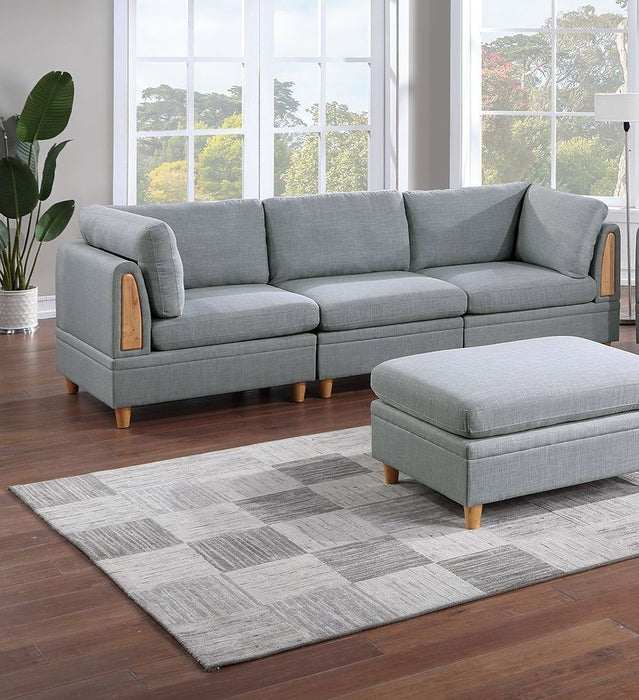 Living Room Furniture 7 Pieces Modular Sofa Set Light Gray Dorris Fabric Couch 4 Corner Wedges 2 Armless Chair And 1 Ottoman