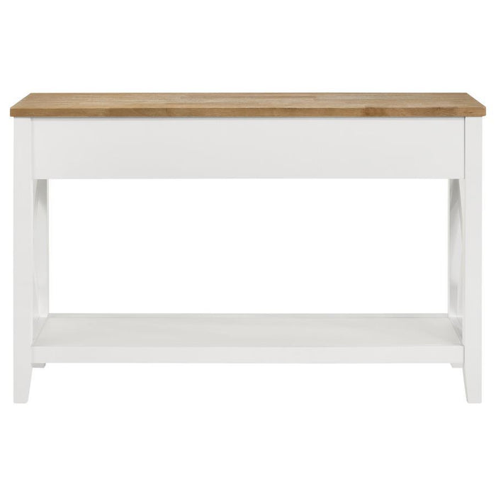 Maisy - Rectangular Wooden Sofa Table With Shelf - Brown And White