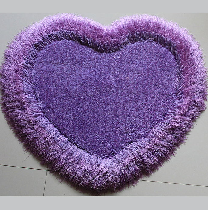 Heart Shape Hand Tufted 4 Inch Thick Shag Area Rug (28 In X 32 In) - Lavender Purple