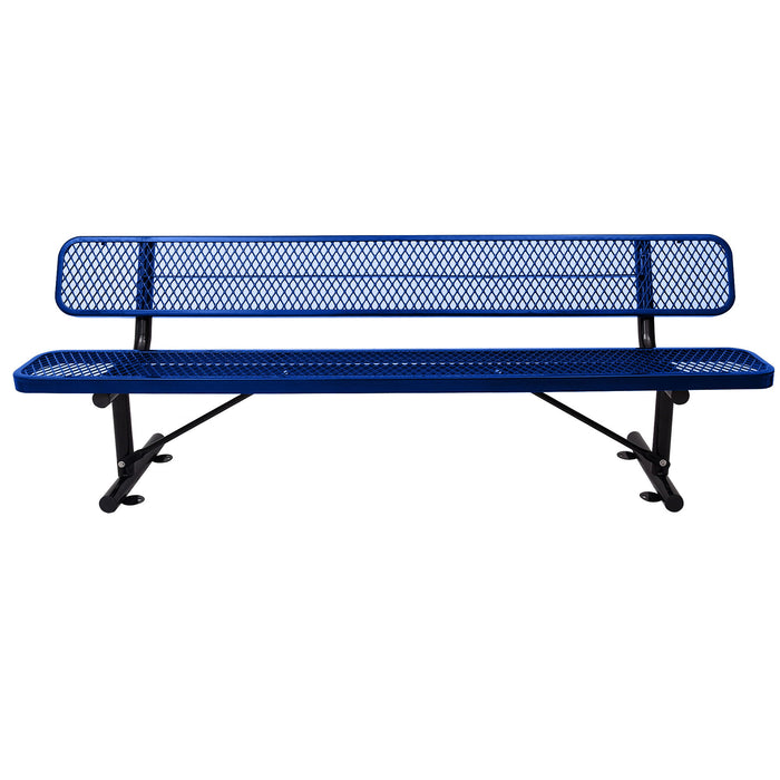8 Ft. Outdoor Steel Bench With Backrest Blue