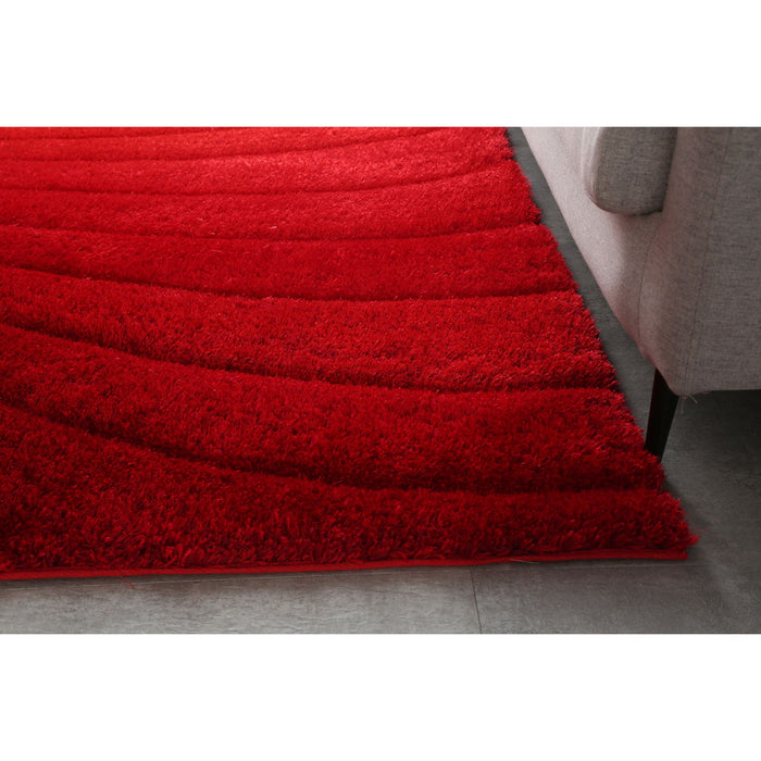 3D Shaggy Hand Tufted Area Rug - Red
