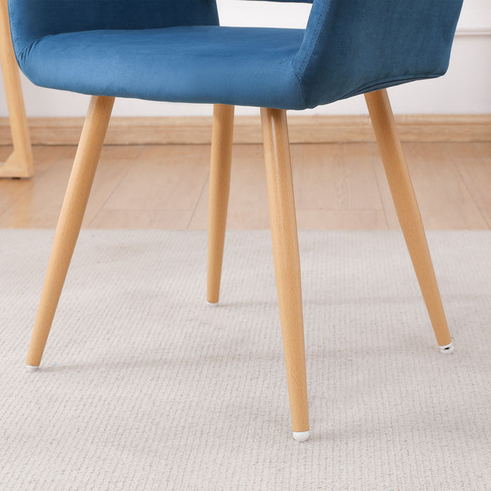Velet Upholstered Side Dining Chair With Metal Leg (Blue Velet+Beech Wooden Printing Leg), Kd Backrest