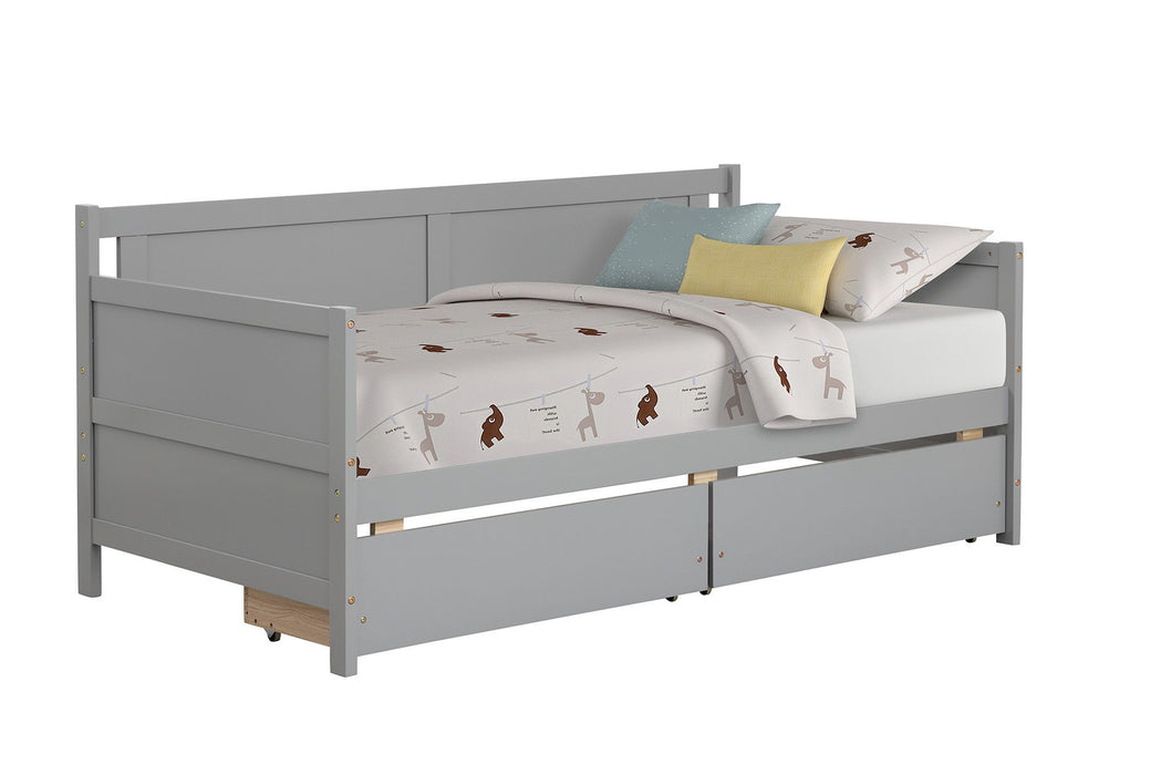 Twin Size Sofa Bed With Two Storage Drawers - Grey