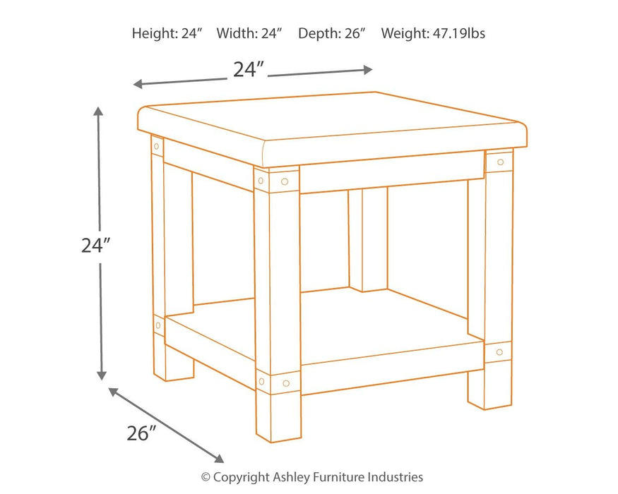Carynhurst - White Wash Gray - Rectangular End Table Unique Piece Furniture