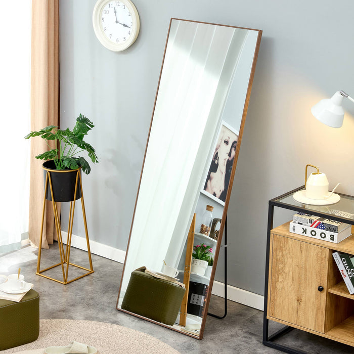 Brown Solid Wood Frame Full-Length Mirror, Dressing Mirror, Bedroom Home Porch, Decorative Mirror, Floor Mounted Large Mirror, Wall Mounted