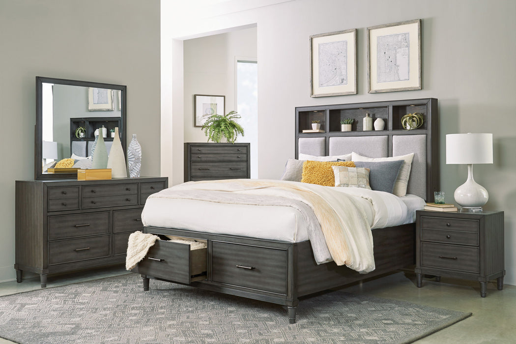 Modern Transitional Style Bedroom Furniture 1 Piece Chest Of 5 Drawers Gray Finish