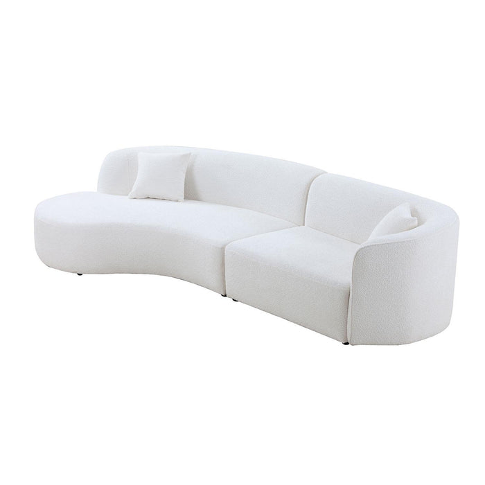 Luxury Modern Style Living Room Upholstery Curved Sofa With Chaise 2 - Piece Set, Left Hand Facing Sectional, Boucle Couch, White