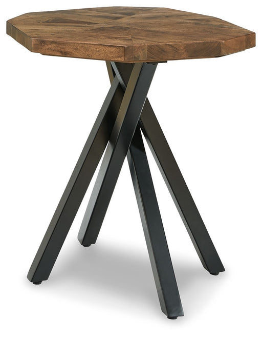 Haileeton - Brown / Black - Round End Table Unique Piece Furniture