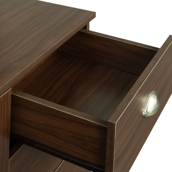 Home Office Computer Desk With Hutch, Walnut