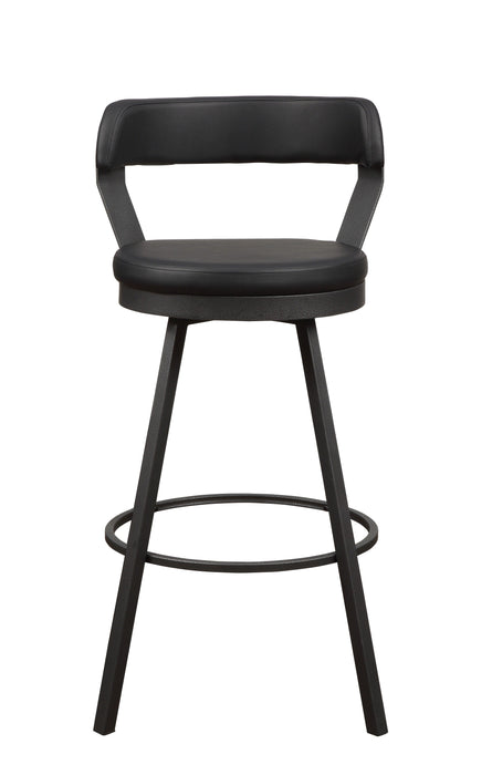 Black Faux Leather Upholstered Metal Base Chairs (Set of 2) 360-Degree Swivel Bar Height Design Pub Chairs Black (Set of 2)