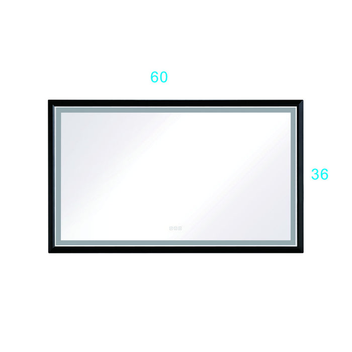 Oversized Rectangular Black Framed LED Mirror Anti - Fog Dimmable Wall Mount Bathroom Vanity Mirror Wall Mirror Kit For Gym And Dance Studio