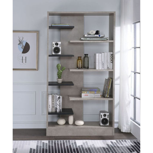 Magna - Bookshelf - Faux Concrete & Black Unique Piece Furniture
