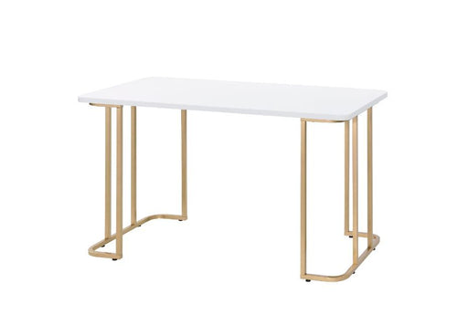 Estie - Writing Desk - White & Gold Finish Unique Piece Furniture