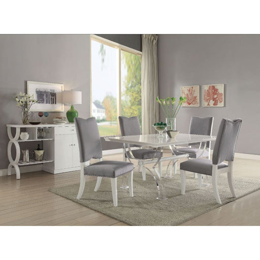 Martinus - Dining Table - White High Gloss & Clear Acrylic Unique Piece Furniture