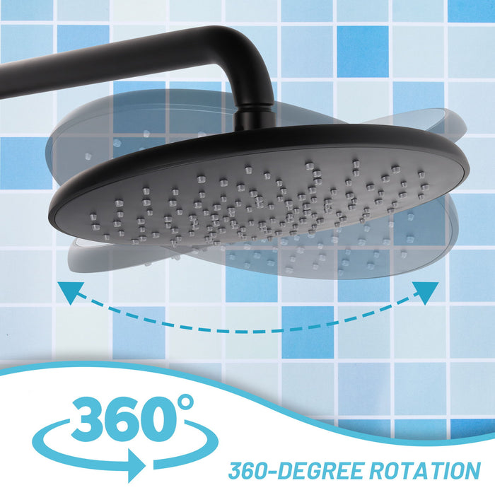 Shower System, Wall Mounted Adjustable Shower Faucet With Five Function Handheld Spray, 2 Handle Oil Rubbed Bronze Shower Set With 360°Rotation 8" Rainfall Shower Head